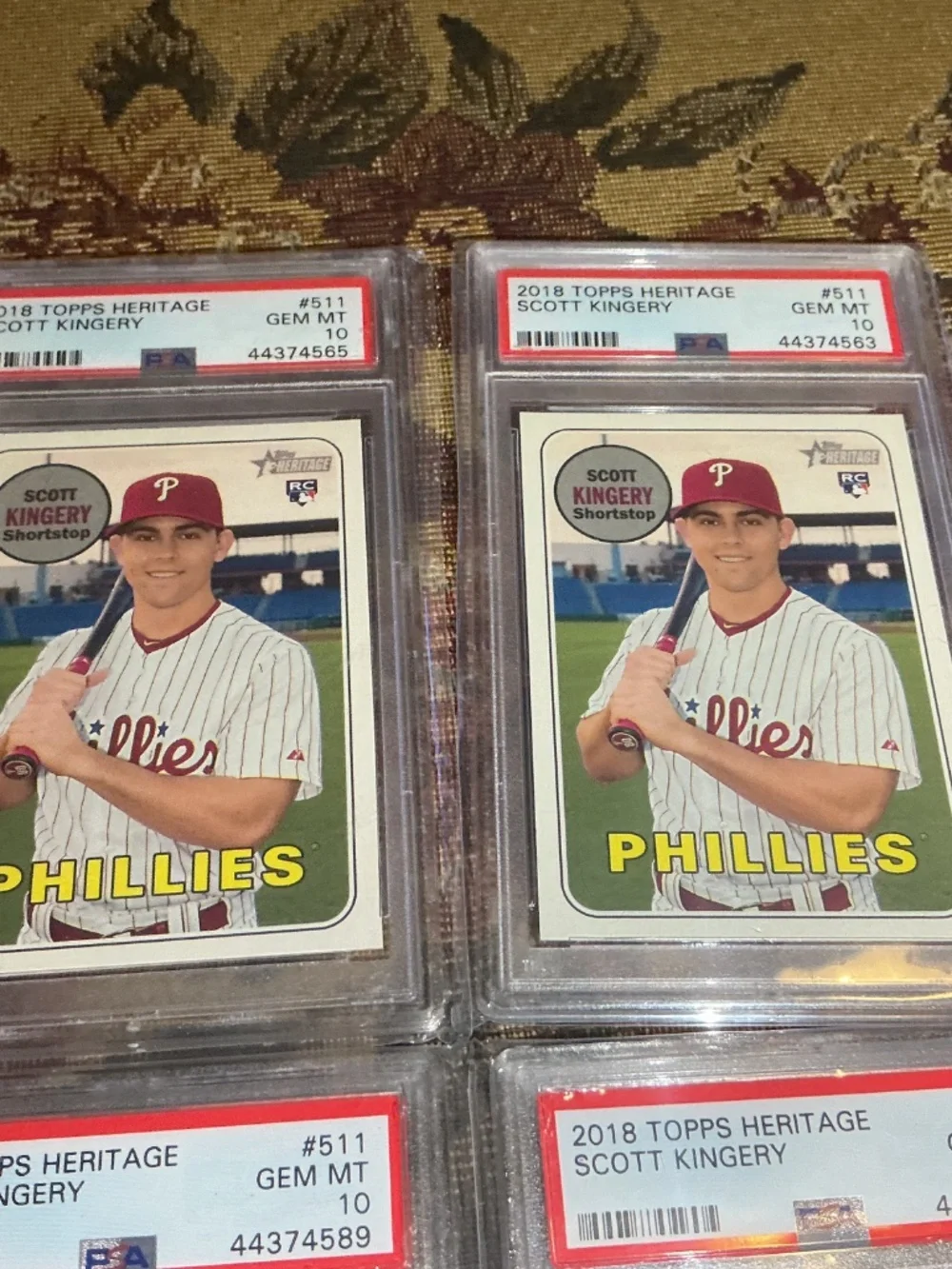 1 Scott Kingery 2018 Topps Heritage #511 rookie card Graded PSA 10